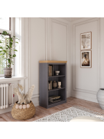 Estante de madeira com 1,19 m na cor cinza e cera natural / Coleção biblioteca